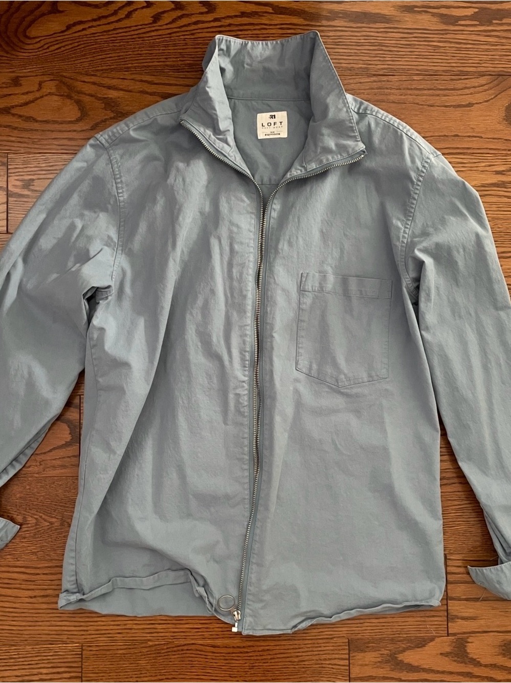LOFT Lightweight Zip-Front Jacket in Slate Blue (Medium)